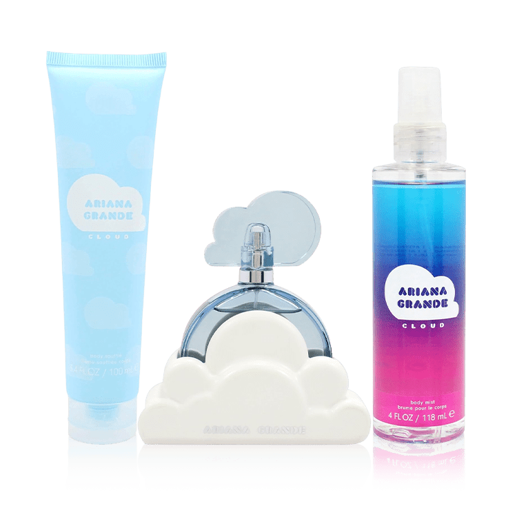 مجموعة عطرية كلاود للنساء من أريانا جراندي - (أو دو برفيوم 100 مل + عطر للجسم 118 مل + سوفليه للجسم 100 مل
