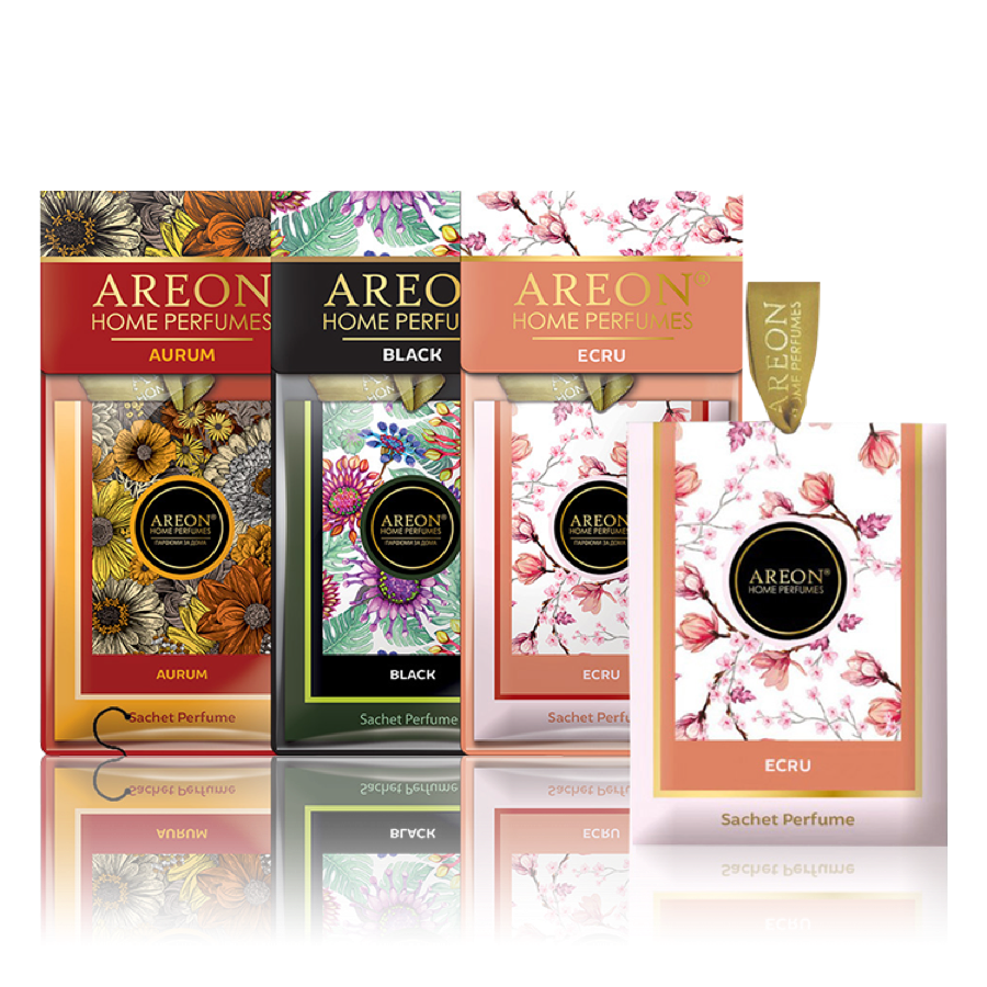 Areon Pack Of 3 Sachet Perfume Premium Ecru Aurum Black