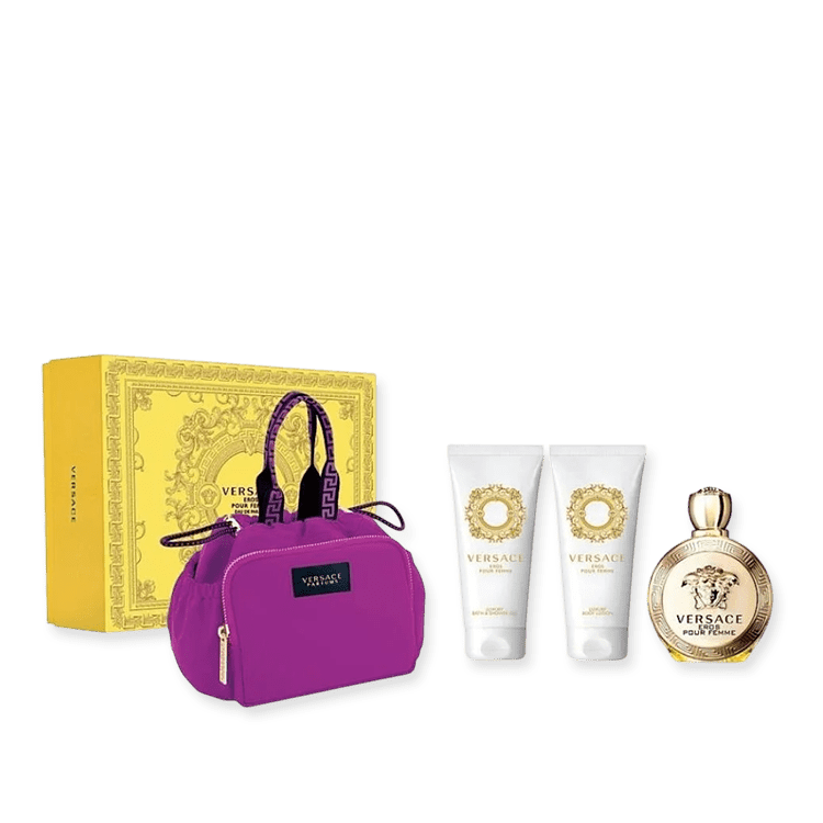 Eros Pour Femme For Women Set Eau De Parfum 100 Ml Luxury Body Lotion 100 Ml Luxury Bath Shower Gel 100 Ml Small Beauty Case Sd