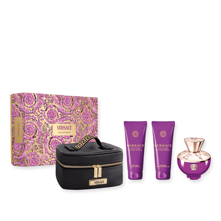 Pour Femme Dylan Purple For Women Set Eau De Parfum 100 Ml Body Lotion 100 Ml Bath Shower Gel 100 Ml Small Beauty Case Sd